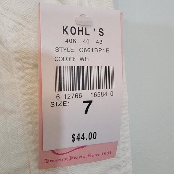 NWT Candie's Pants White Crop Capri Size 7 Cotton Blend Juniors NEW Read - Picture 3 of 11